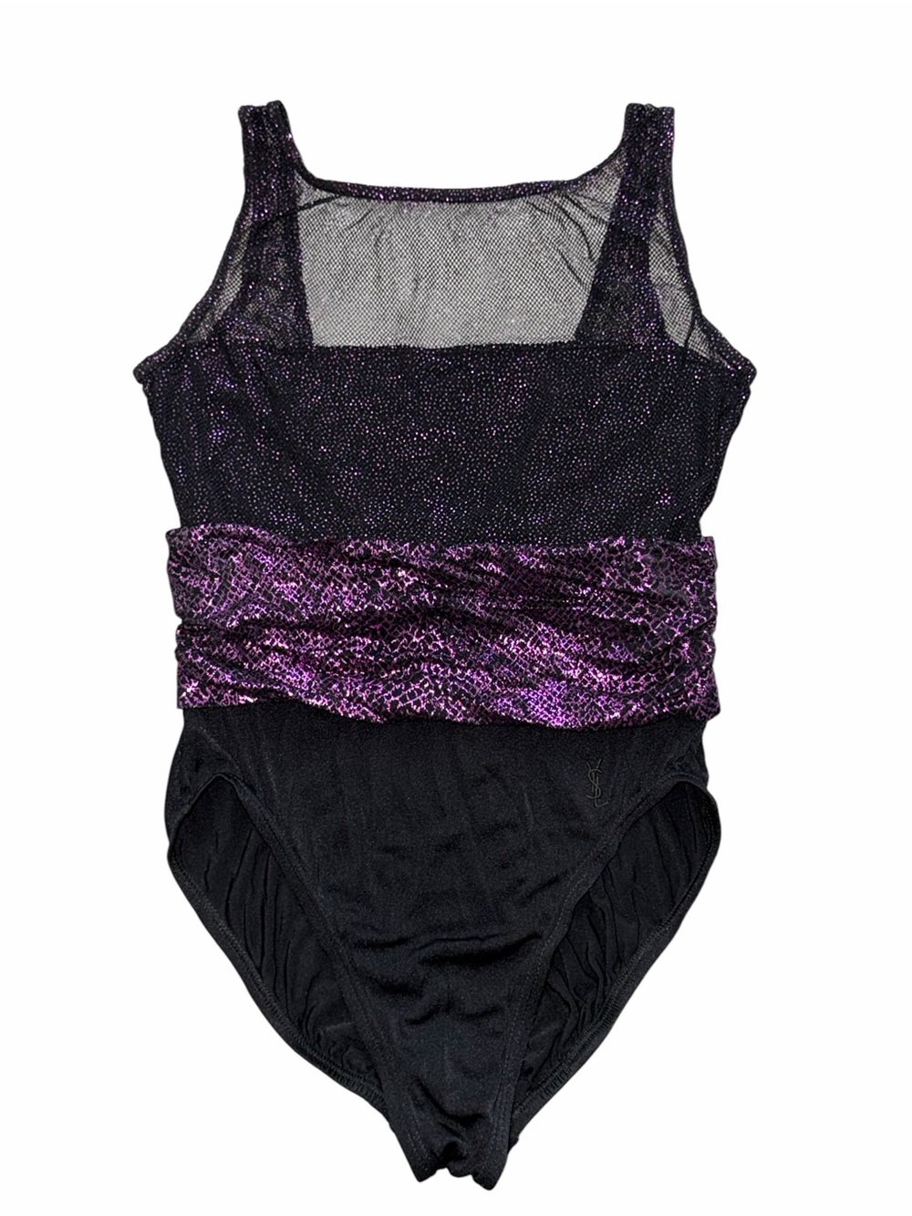 Vintage YSL Yves Saint Laurent Mesh Illusion Neck One Piece Glitter Swimsuit - Picture 2 of 11